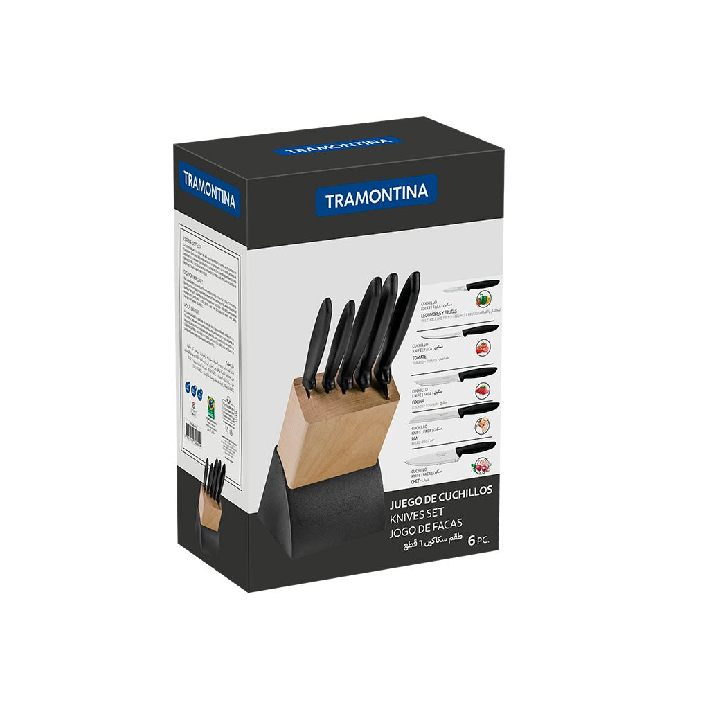 SET CUCHILLO TRAMONTINA BASE MADERA