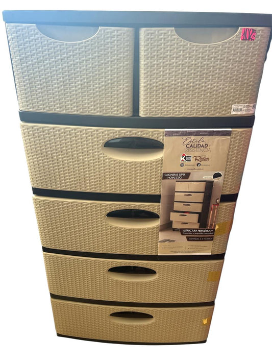 CAJONERA PLASTICAS ESTILO RATTAN 6 NIVELES