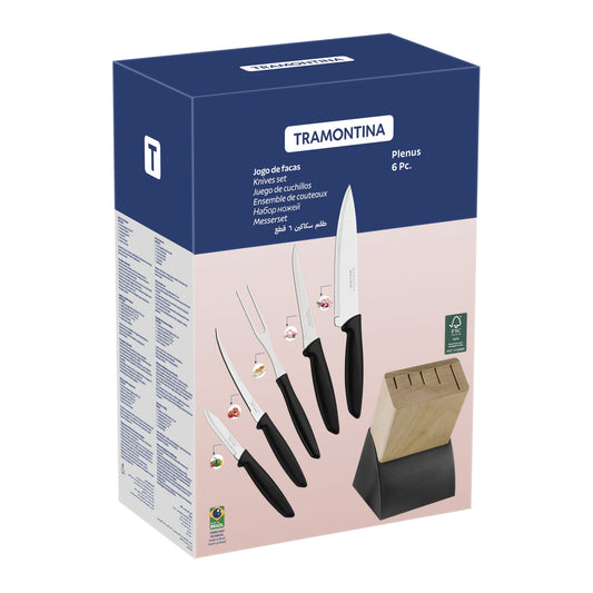 SET DE CUCHILLOS TRAMONTINA 6 PIERZAS MADERA